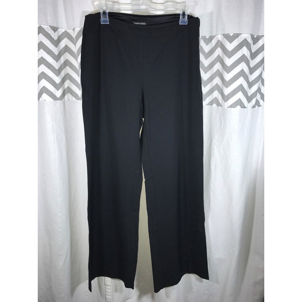 Eileen Fisher Women's Small Black Rayon Wool Wide Leg Heavy‎ Dress Pants